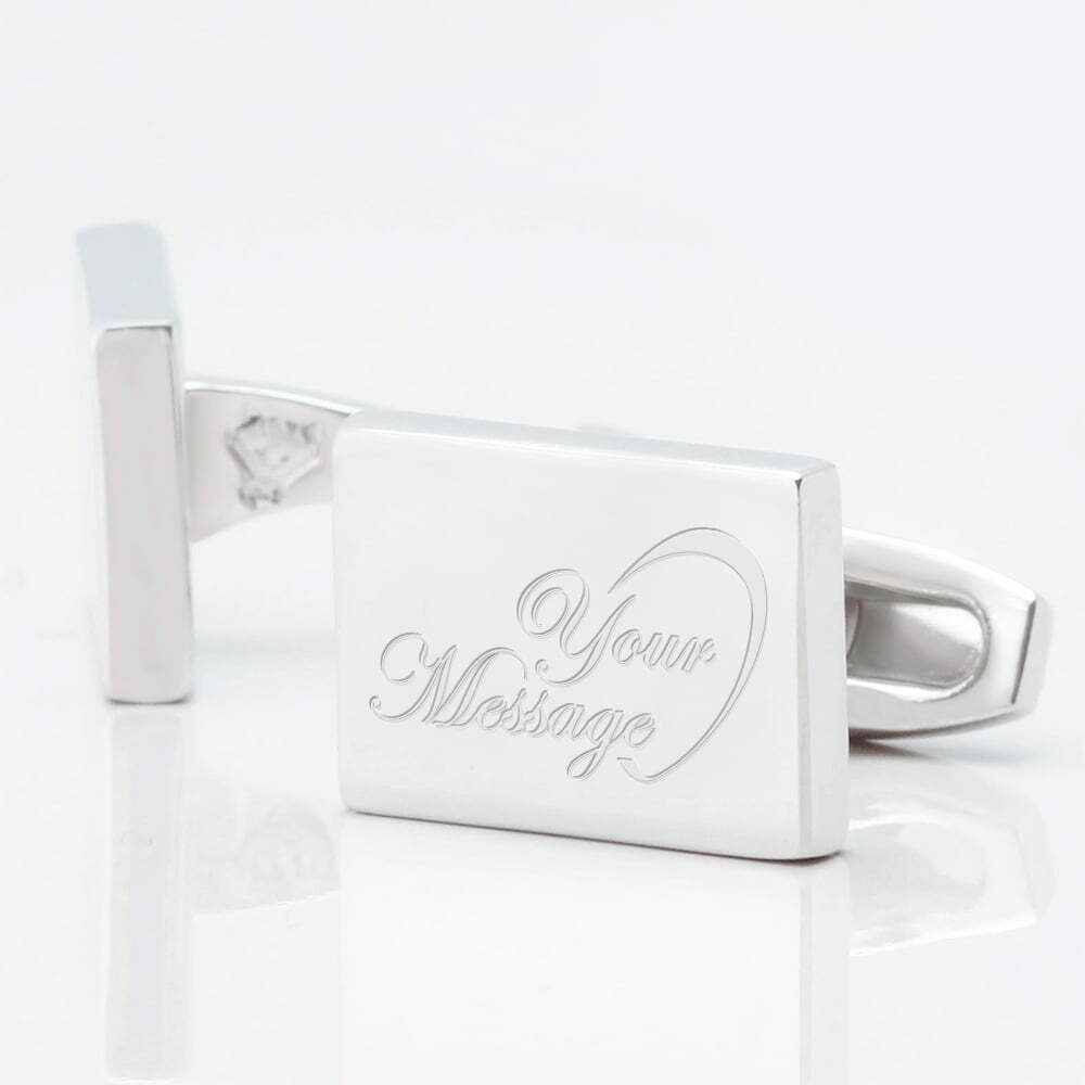 NEW WEDDING SILVER RECTANGLE HALFHEART