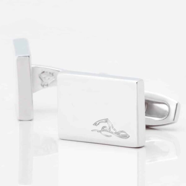 Swimming Engraved Cufflinks