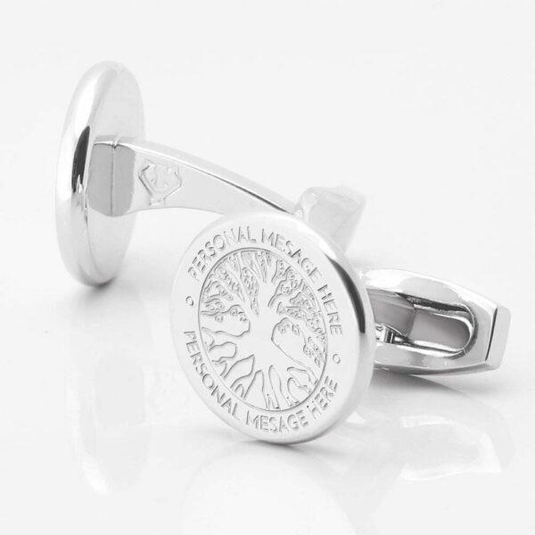 Personalised Circle Engraved Tree Of Life Cufflinks