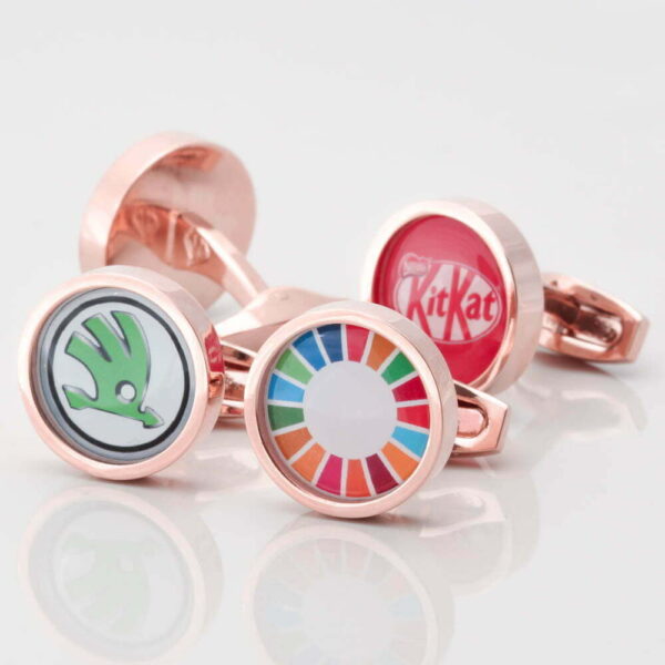 Rose Gold Circular Logo Cufflinks