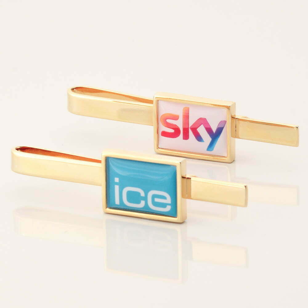 Gold Rectangular Logo Tie Slide 1 of 1