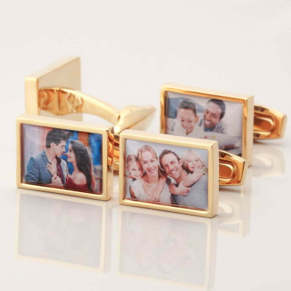 Gold Rectangular Personalised Photo Cufflinks