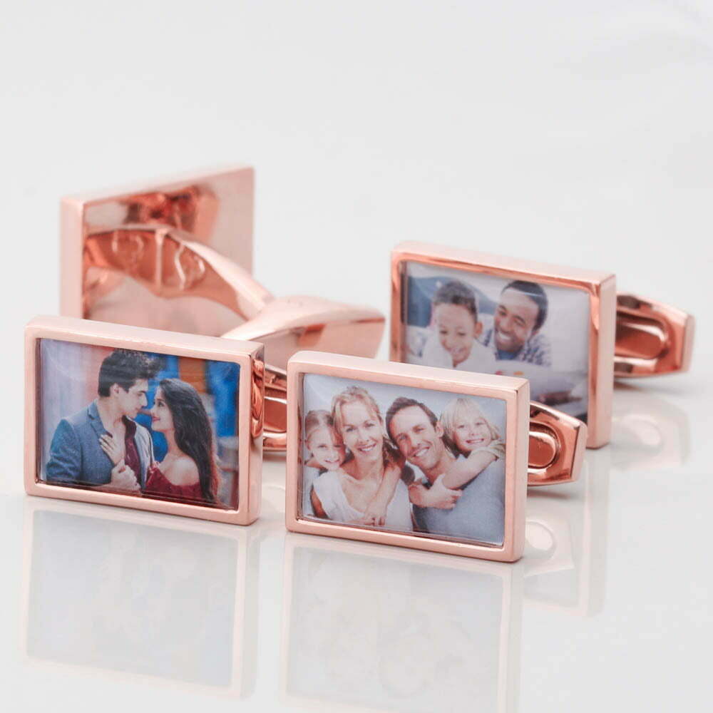 Rose Gold Rectangular Personalised Photo Cufflinks 1 of 1