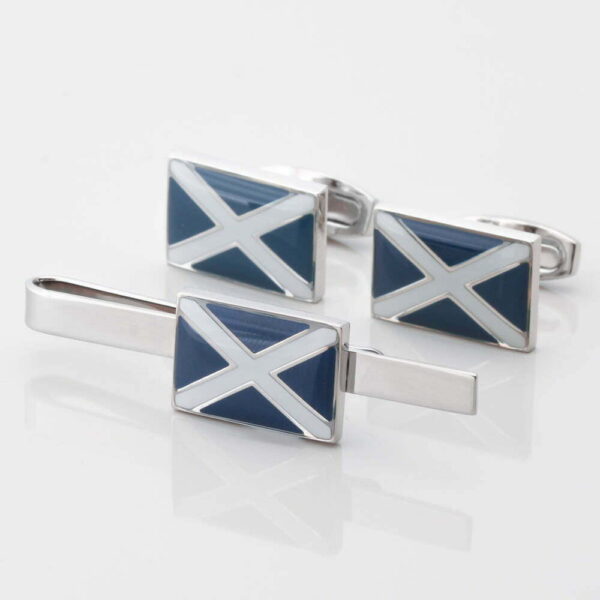 Scottish Flag Cufflinks & Tie Slide Set