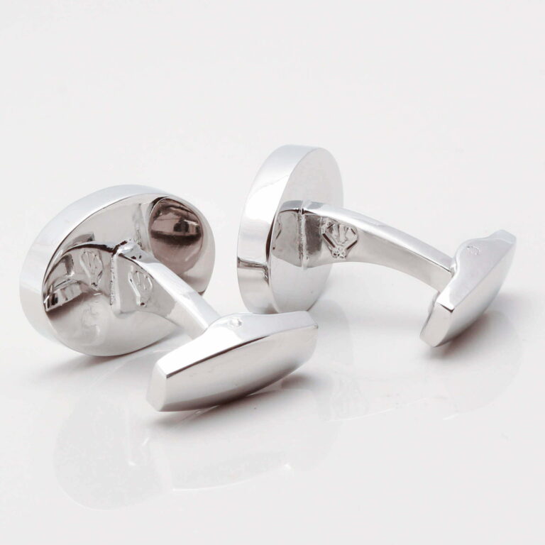 Engraved Logo Cufflinks Silver Plated Oval Gallery 1 of 1 1