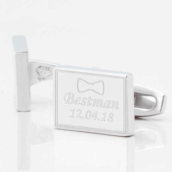 Personalised Bestman Bowtie Engraved Cufflinks