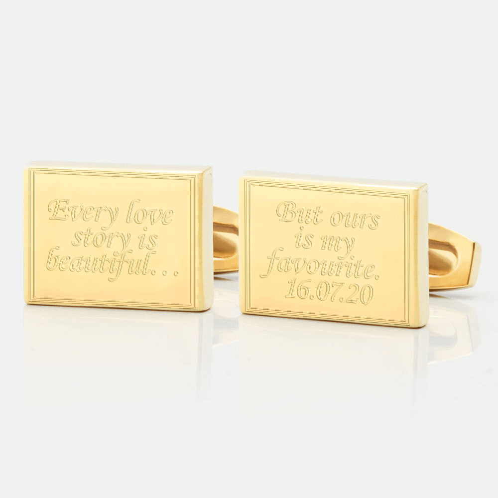 personalised every love story gold engraved cufflinks