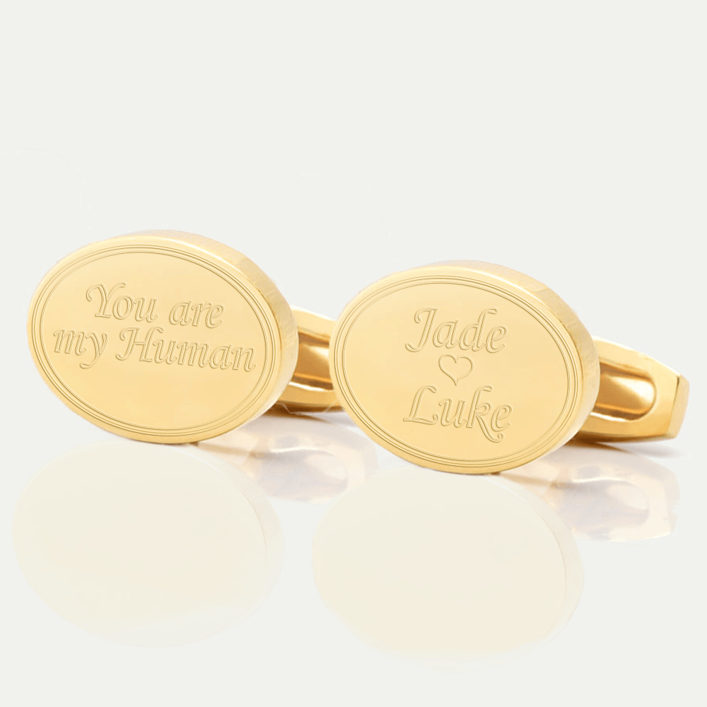 personalised my human gold engraved cufflinks