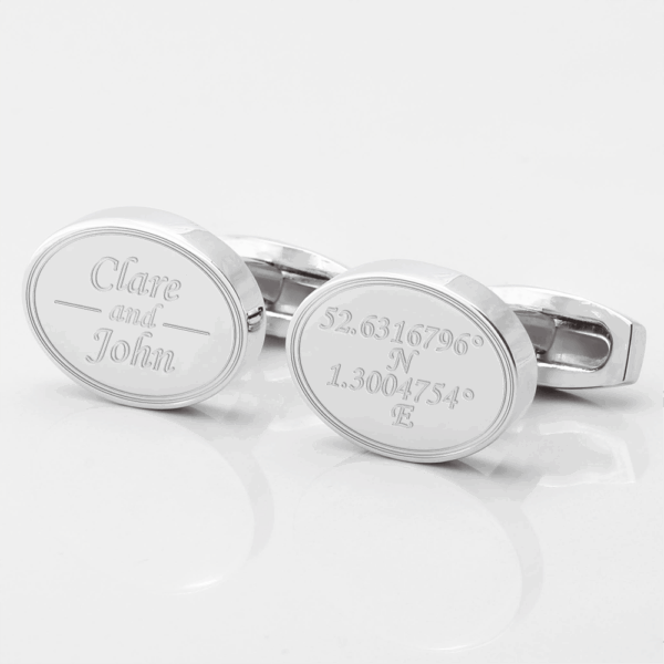 Personalised Names & Coordinates Engraved Cufflinks