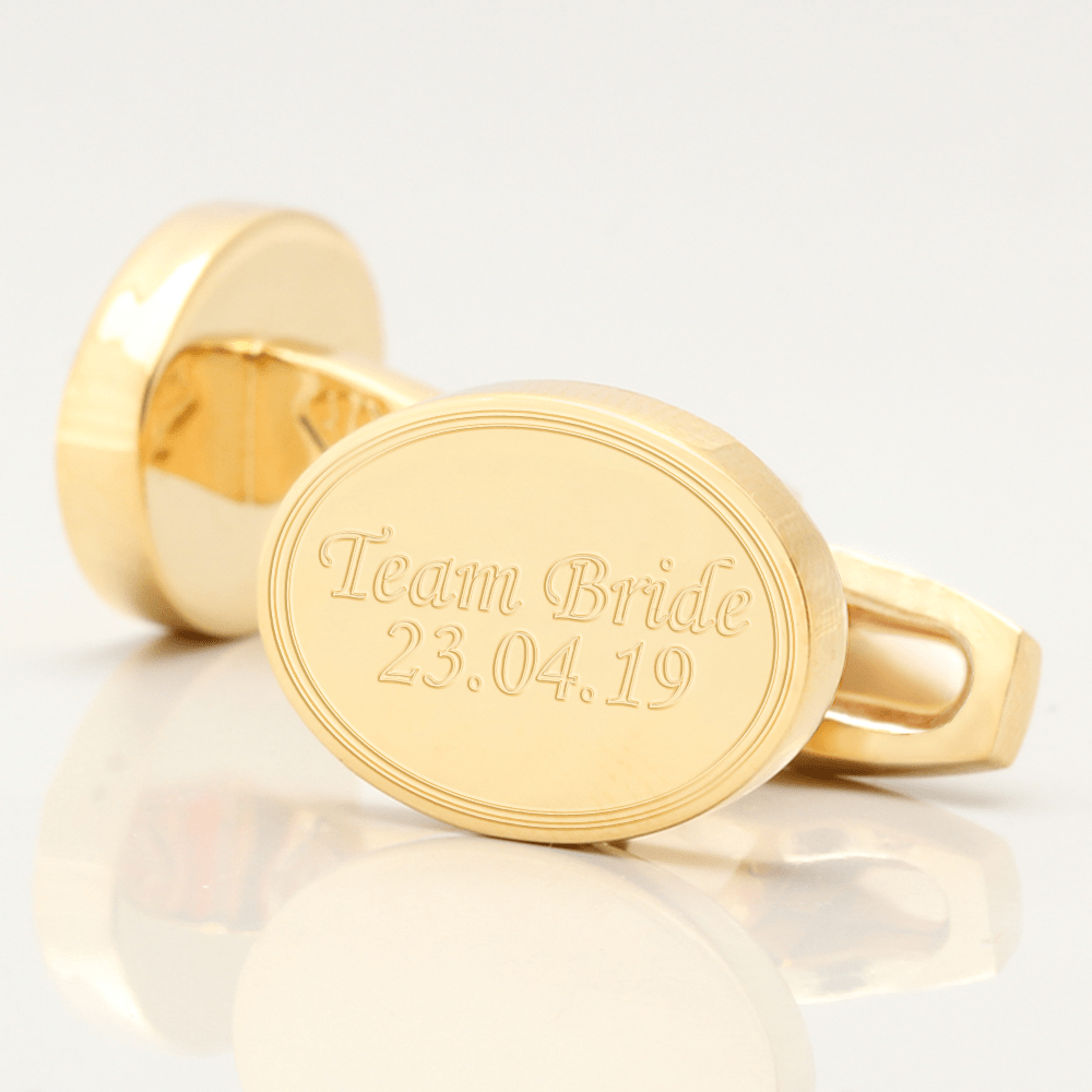 personalised team bride gold engraved cufflinks