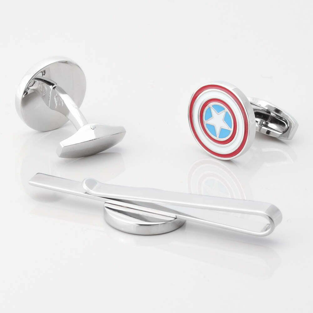 Captain America Cufflinks Tie Slide Set Gallery 1 of 1