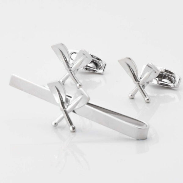 Crossed Oars Rowing Cufflinks & Tie Slide Set
