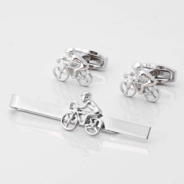 Cyclist Cufflink & Tie Slide Set