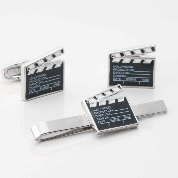 Film Clapper Board Cufflinks & Tie Slide Set