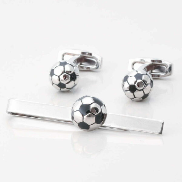 Football Cufflinks & Tie Slide Set
