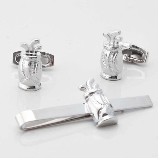 Golf Bag Cufflink & Tie Slide Set