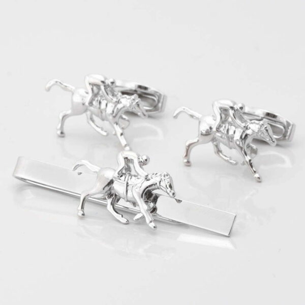 Horse Racing Cufflink & Tie Slide Set