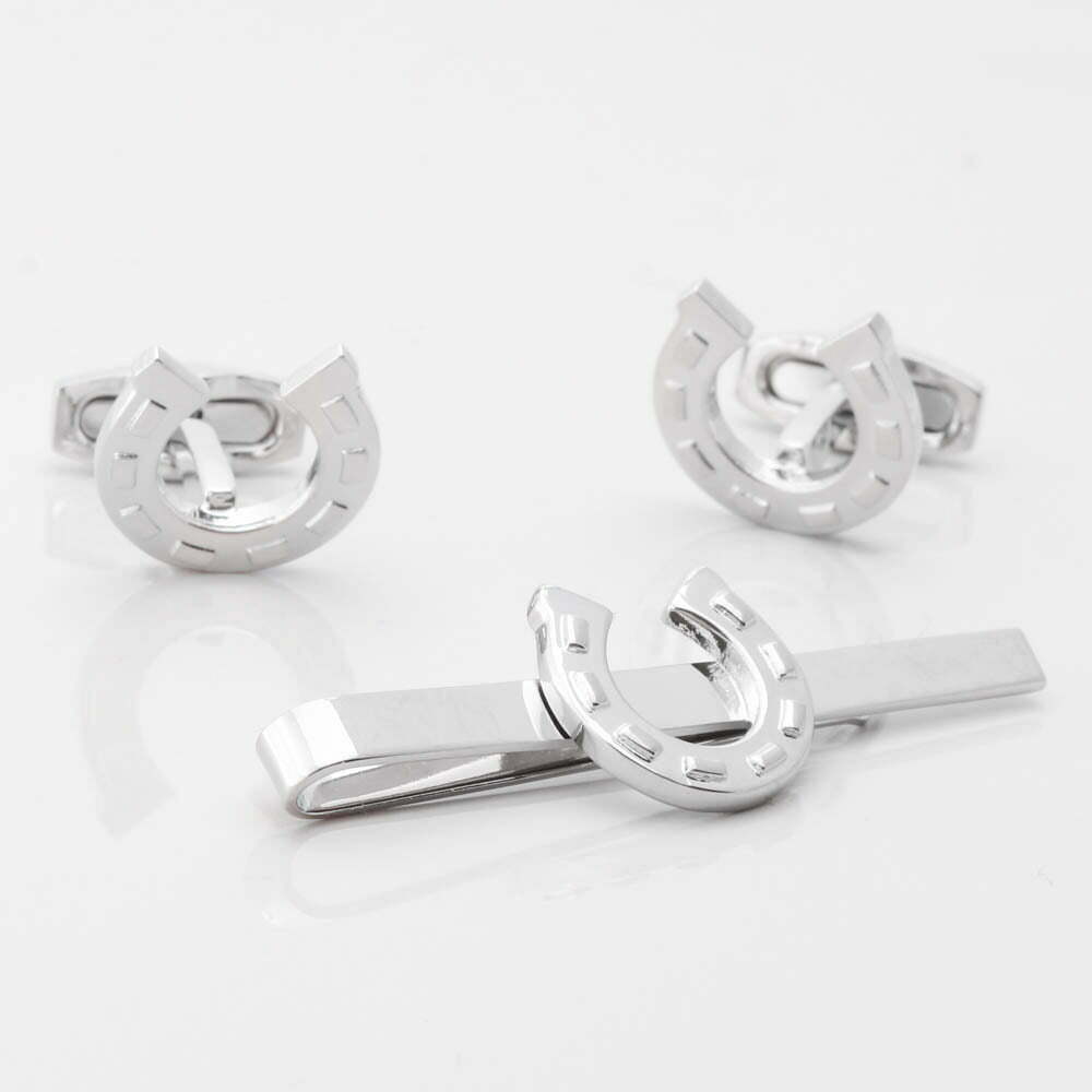 Horseshoe Cufflinks Tie Slide Set 1 of 1