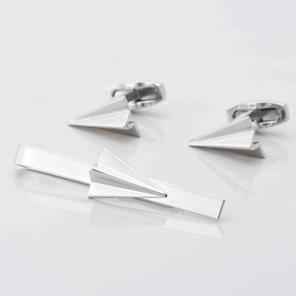 Paper Aeroplane Cufflink & Tie Slide Set