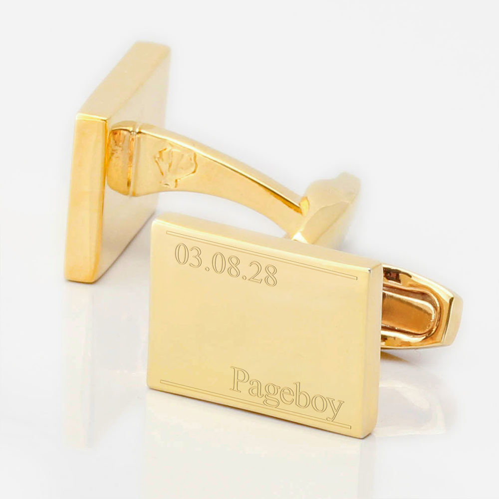 Personalised-Subtle-Pageboy-Date-Engraved-Gold-Cufflinks