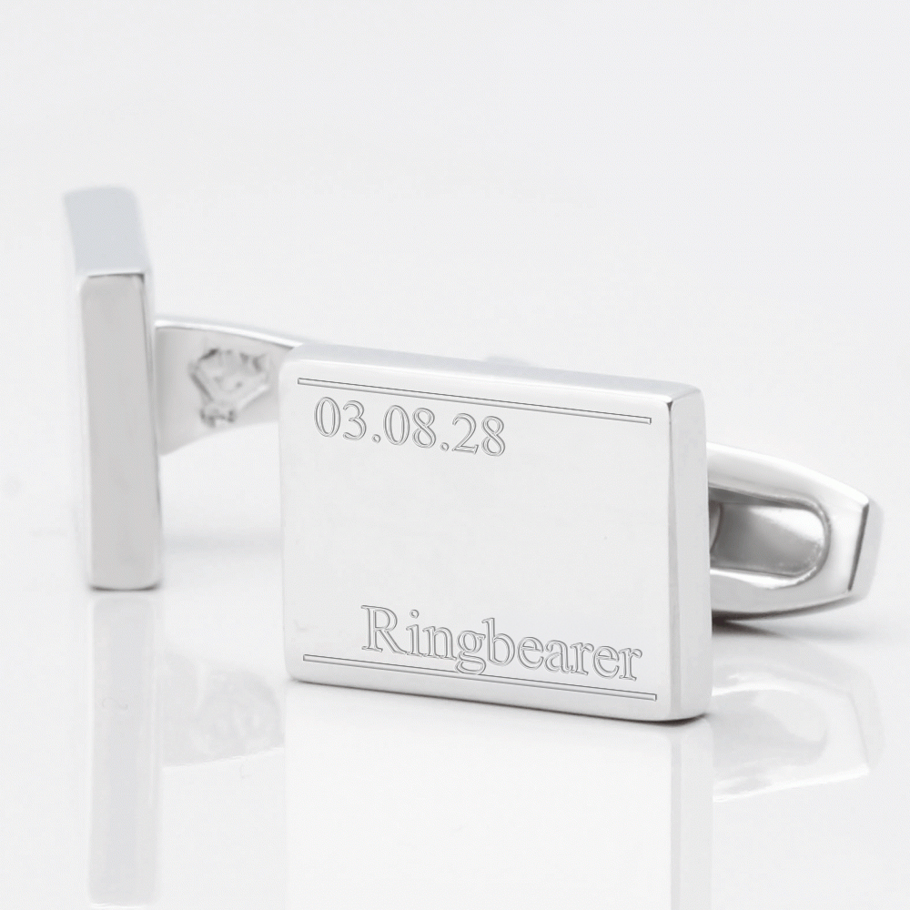 Personalised-Subtle-Ringbearer-Date-Engraved-Silver-Cufflinks