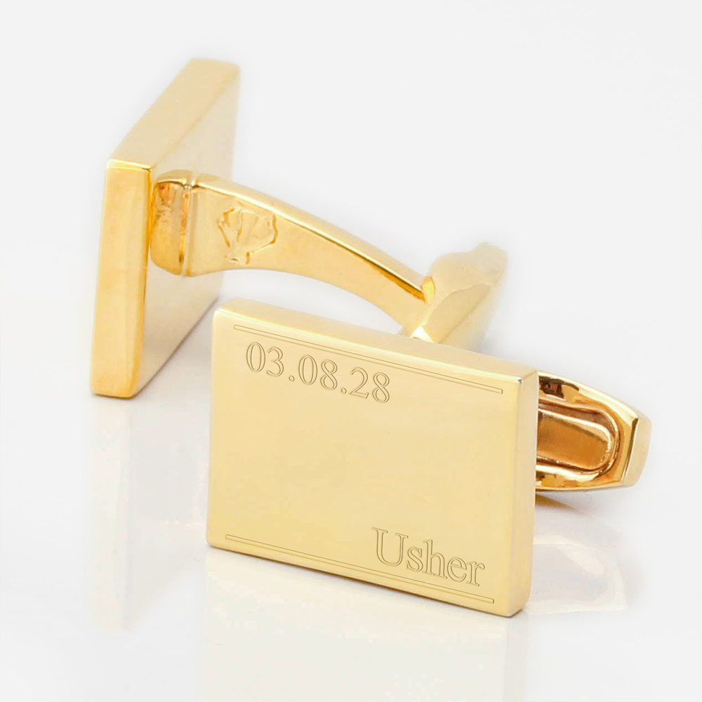 Personalised-Subtle-Usher-Date-Engraved-Gold-Cufflinks