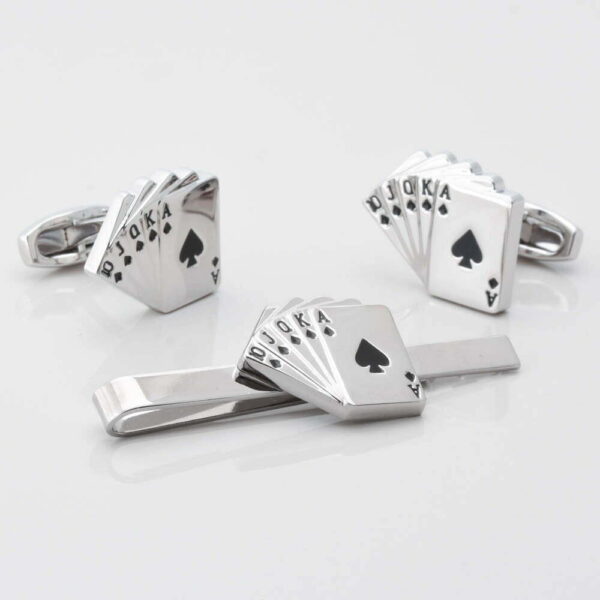 Royal Flush Cufflink & Tie Slide Set