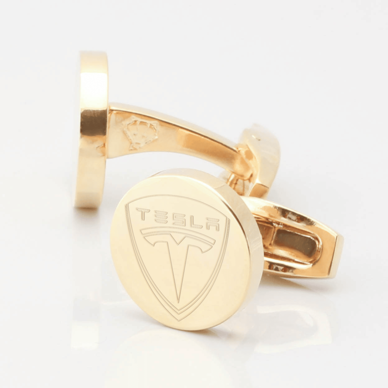 Tesla Gold Circle Cufflinks