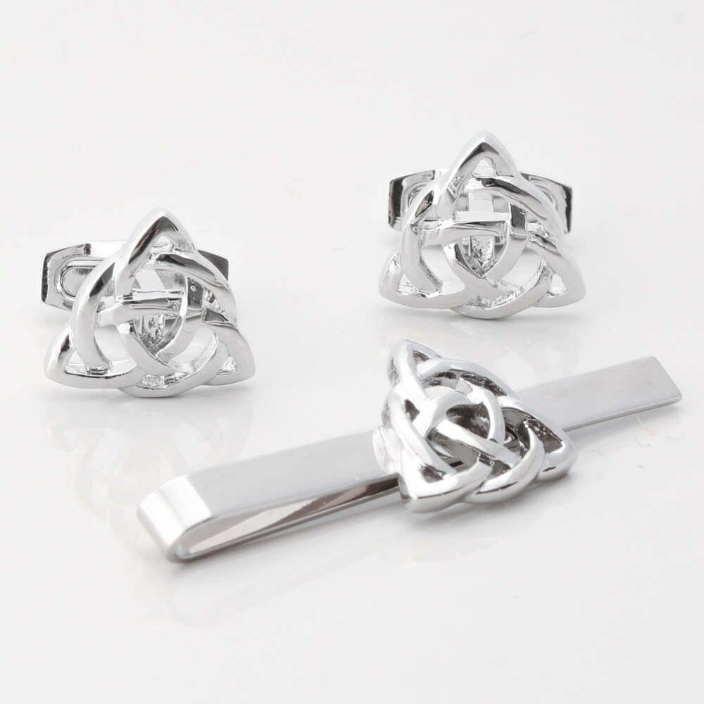 Triangular Celtic Knot Cufflinks Tie Slide Set 1 of 1