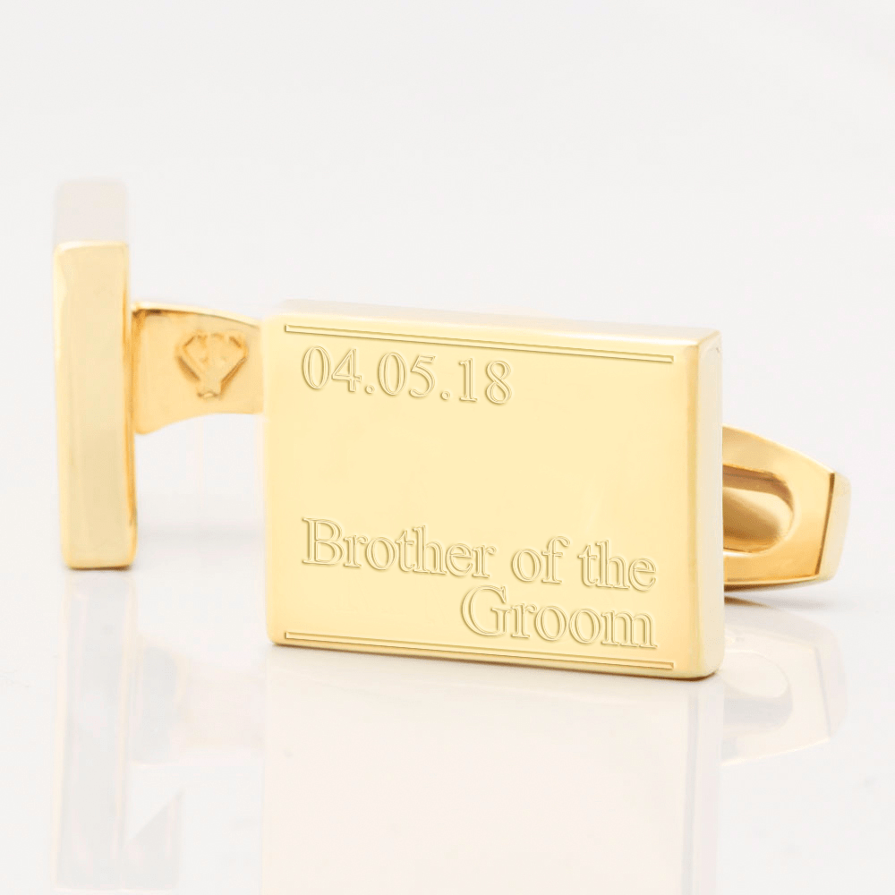 personalised brother groom gold engraved cufflinks