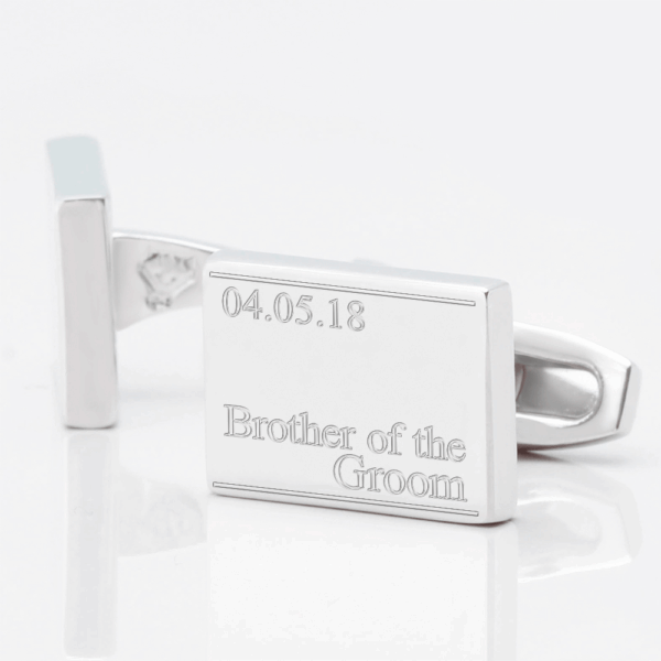 Personalised Subtle Brother of the Groom & Date Engraved Cufflinks