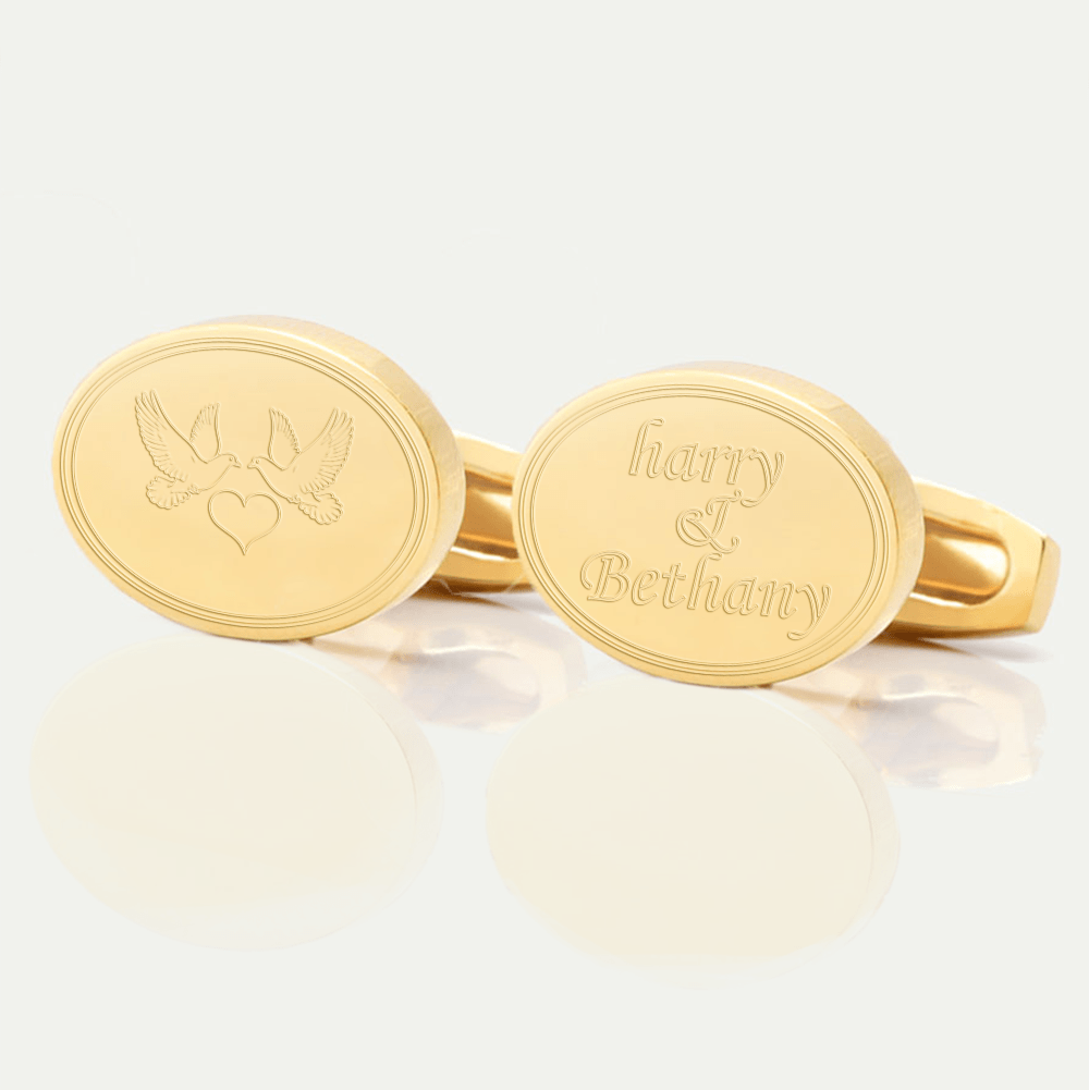 personalised doves gold engraved cufflinks
