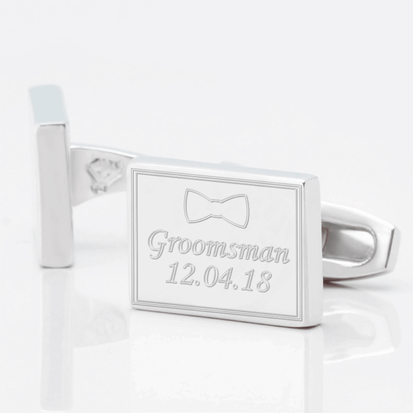 Personalised Groomsman Bowtie Engraved Cufflinks