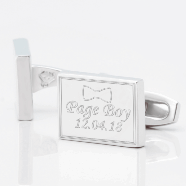 Personalised Page Boy Bowtie Engraved Cufflinks