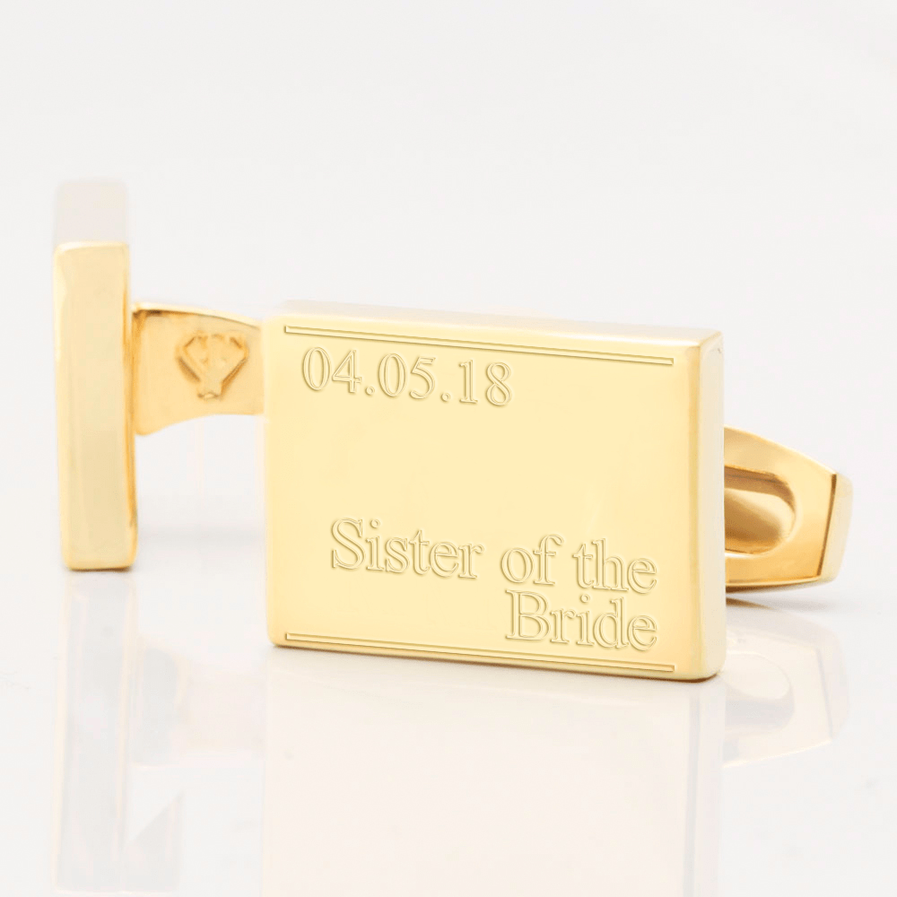 personalised sister bride gold engraved cufflinks