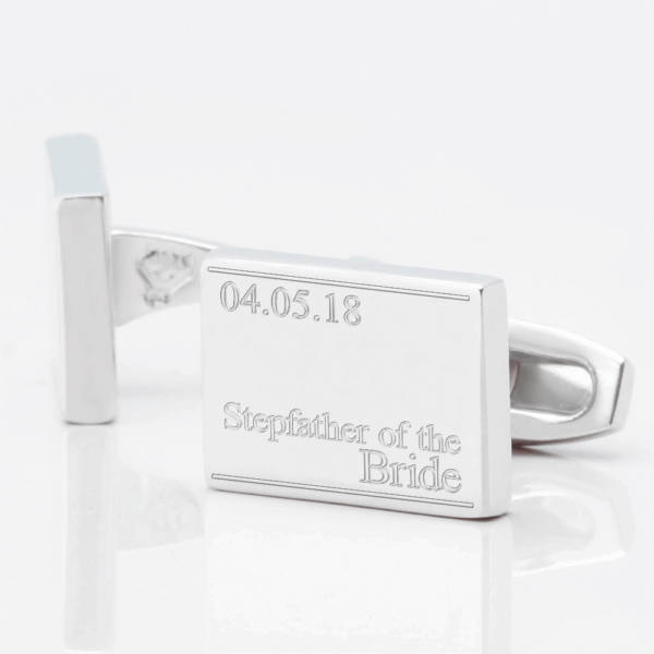 Personalised Subtle Stepfather of the Bride & Date Engraved Cufflinks