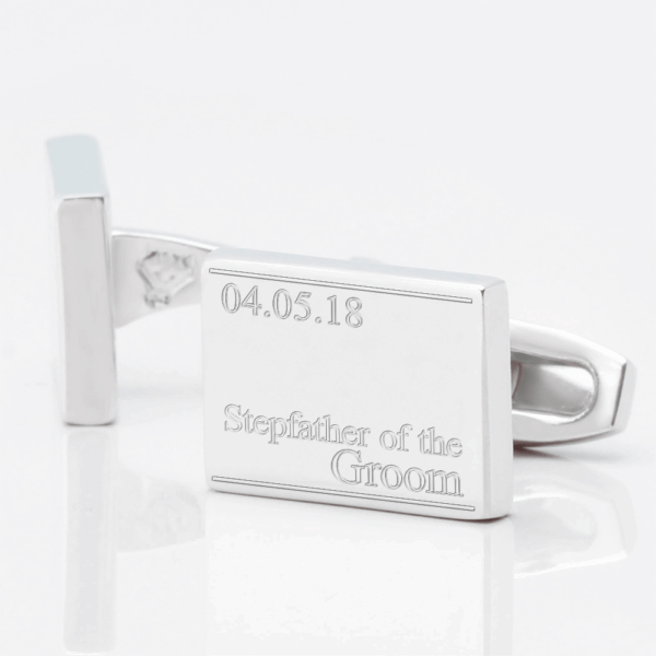 Personalised Subtle Stepfather of the Groom & Date Engraved Cufflinks