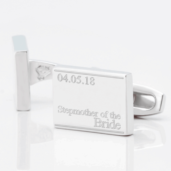 Personalised Subtle Stepmother of the Bride & Date Engraved Cufflinks