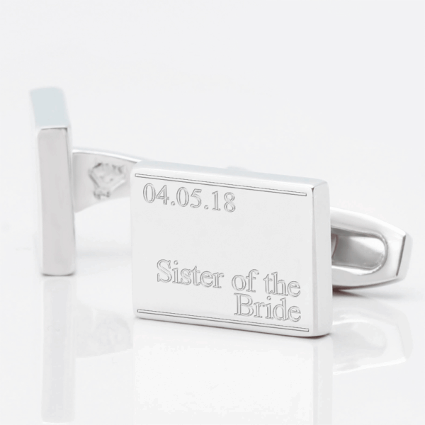 Personalised Subtle Sister of the Bride & Date Engraved Cufflinks