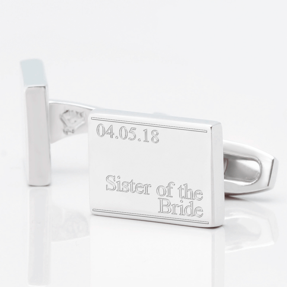 personalised subtle sister bride engraved cufflinks