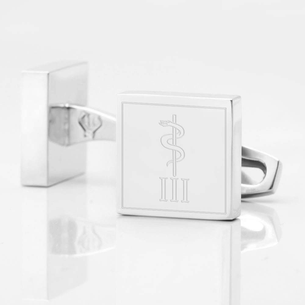 3rd Medical Regiment Engraved Silver Cufflinks