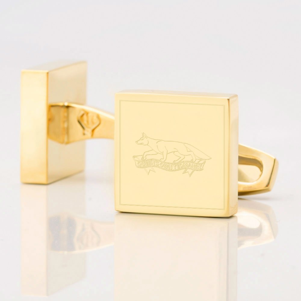 Queens Own Yeomanry Engraved Gold Cufflinks