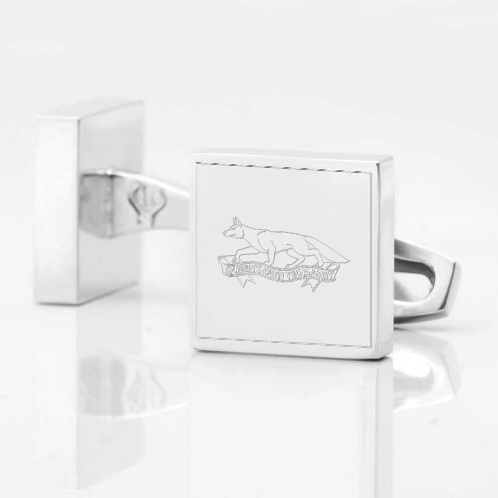 Queens Own Yeomanry Engraved Silver Cufflinks