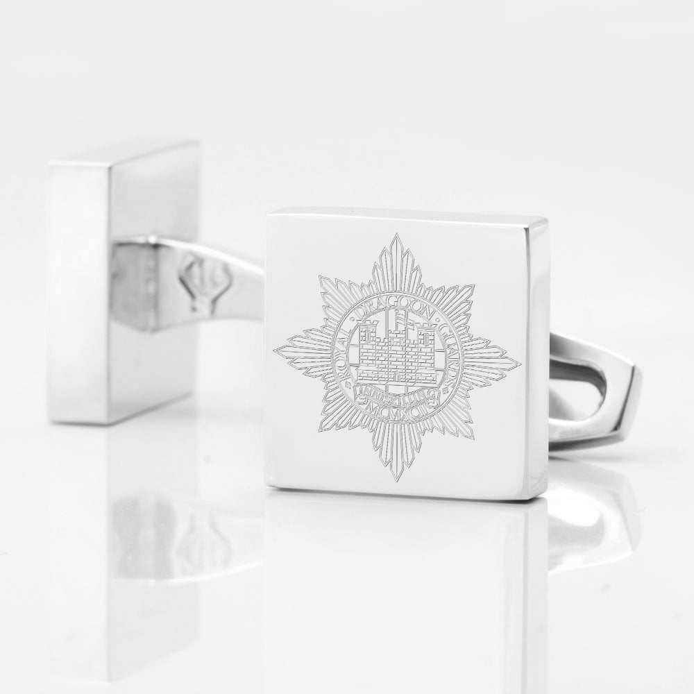 Royal Dragoon Guards Engraved Silver Cufflinks