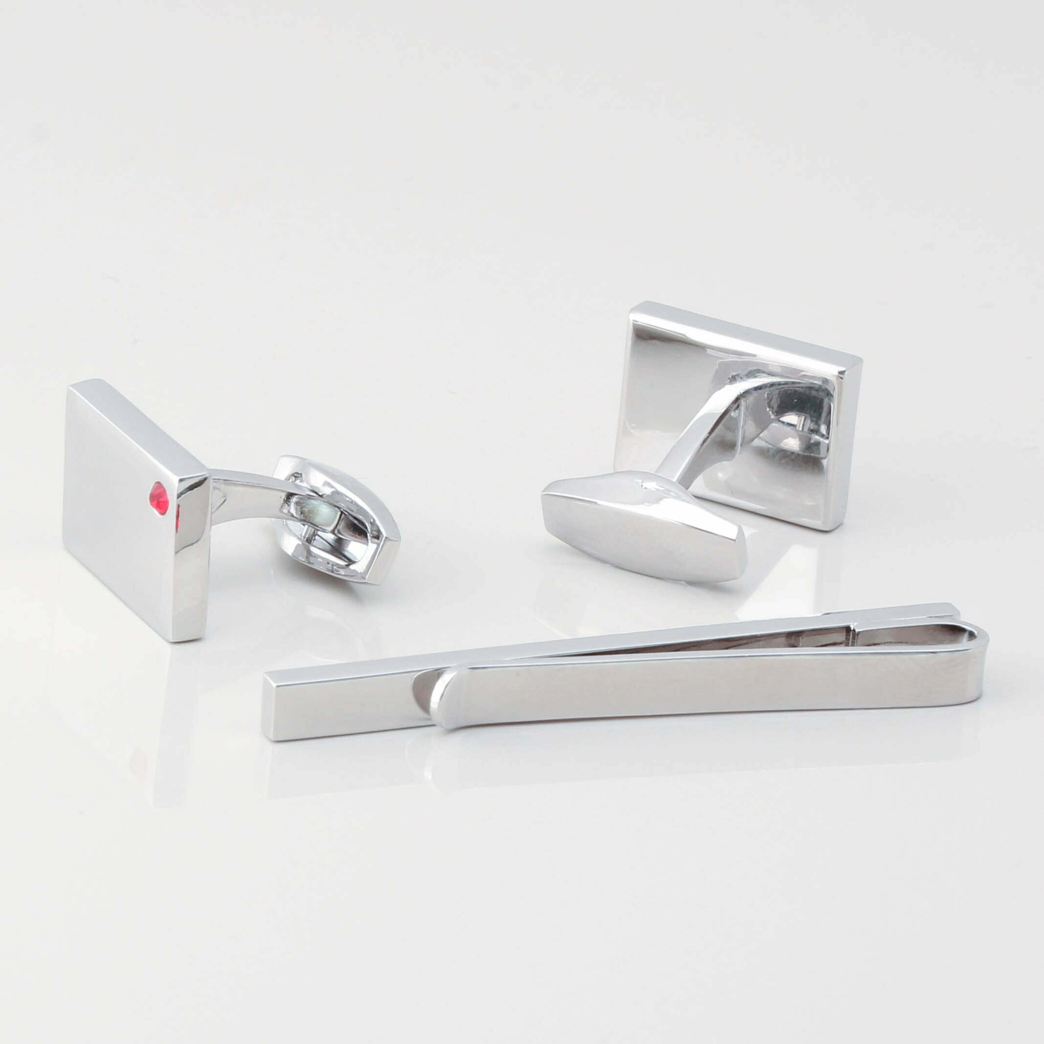 Birthstone Ruby Cufflinks Tie Slide Set Gallery 1 of 1