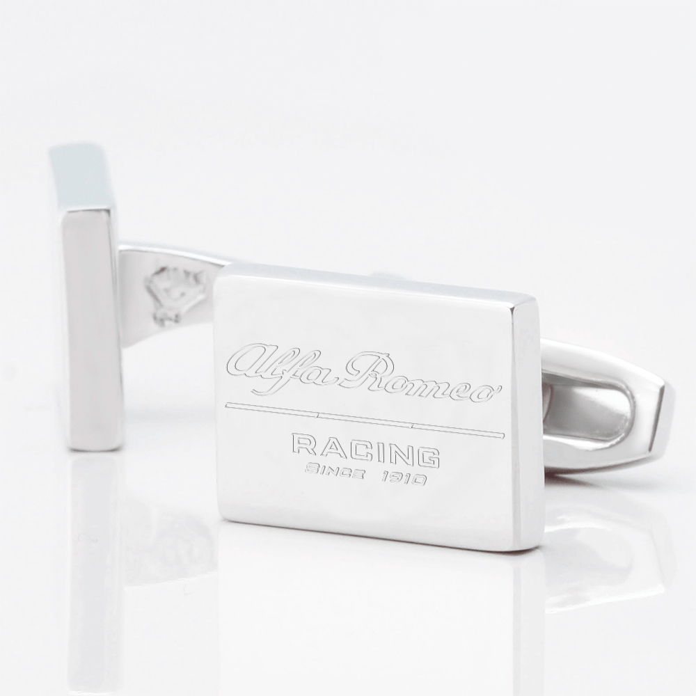Alfa Romeo Racing F1 Engraved Cufflink Silver
