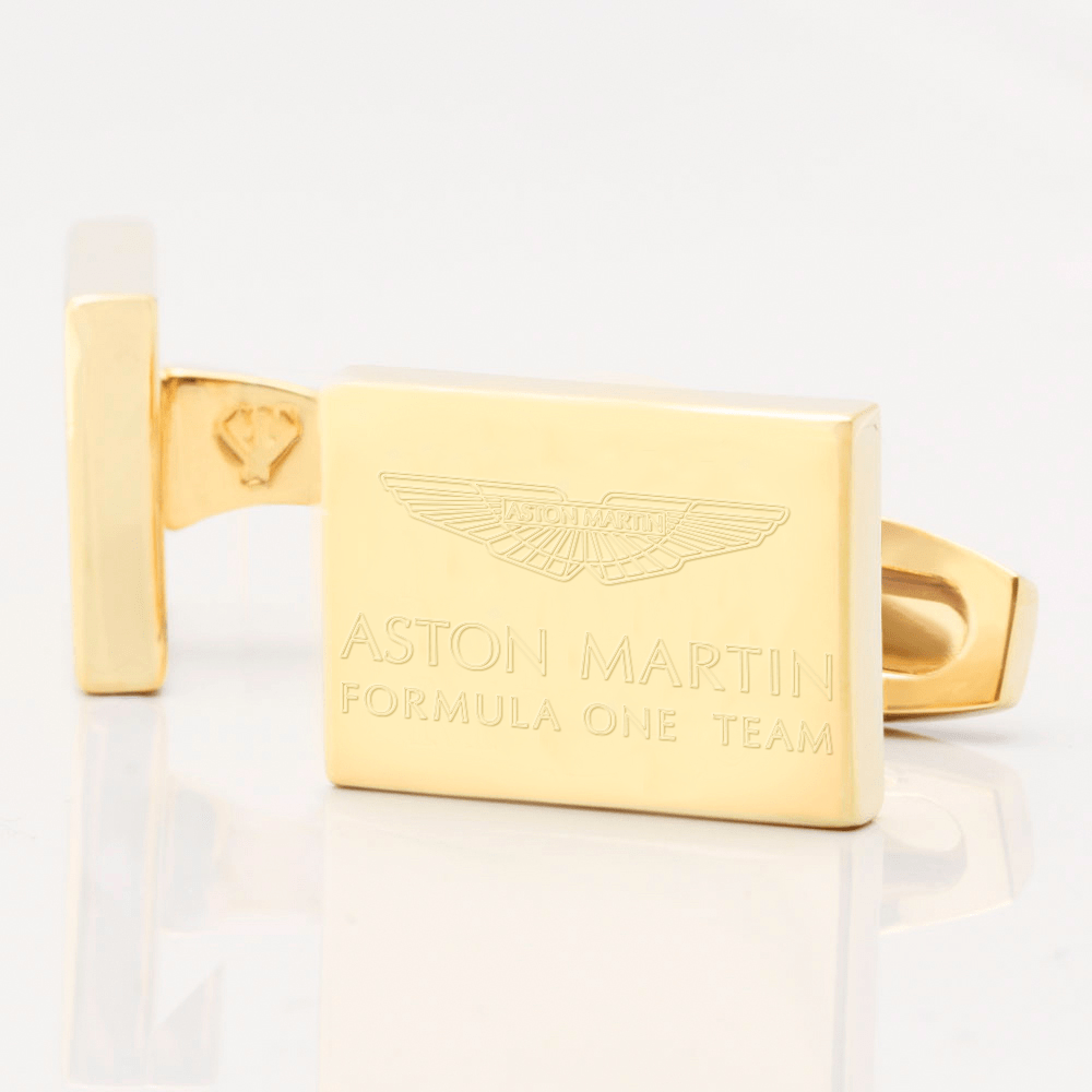 Aston Martin F1 Engraved Cufflink Gold
