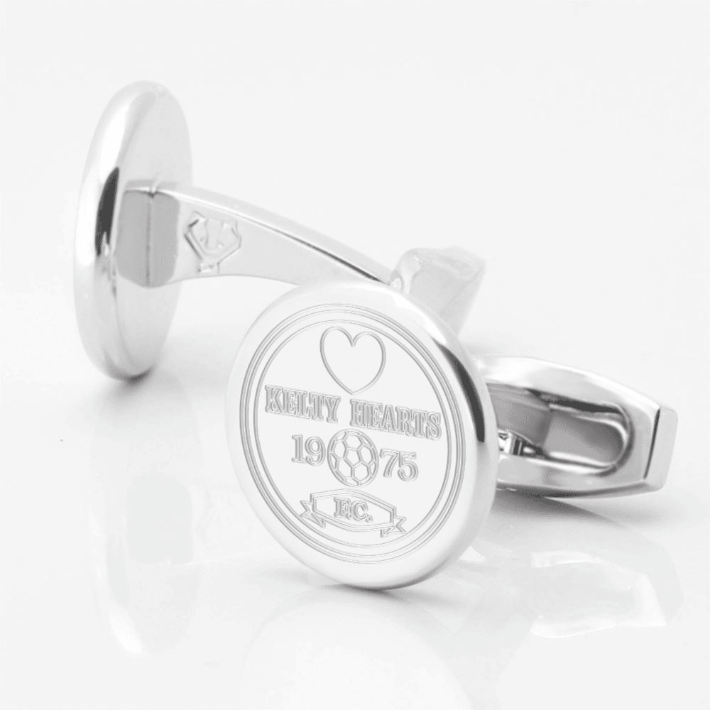Kelty Hearts Football Club Engraved Silver Cufflinks