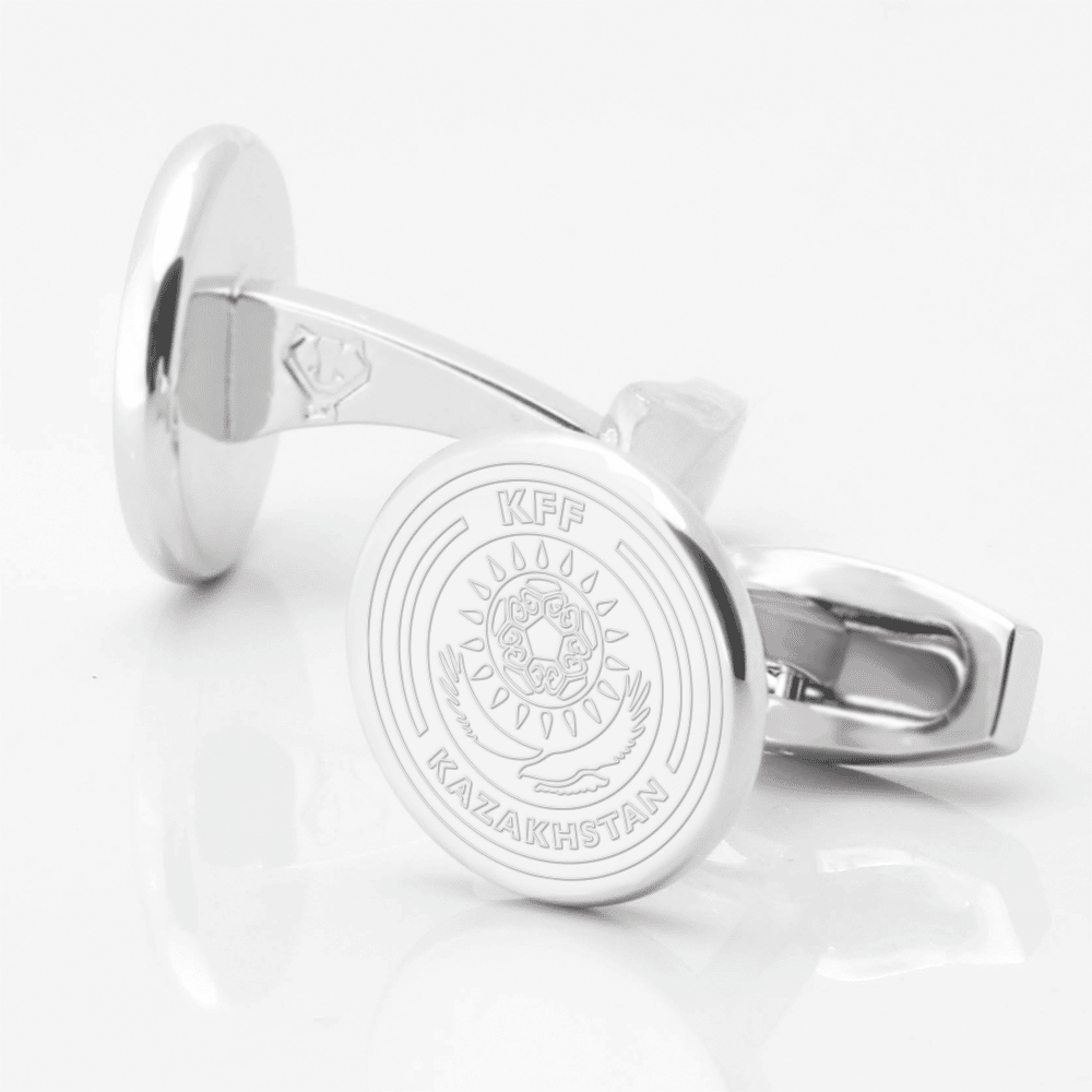 Kazakhstan Football Engraved Silver Cufflinks