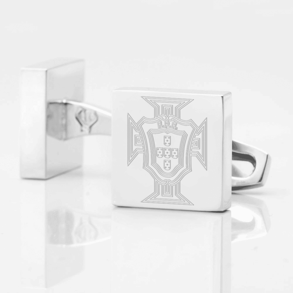 Portugal Football Engraved Silver Cufflinks